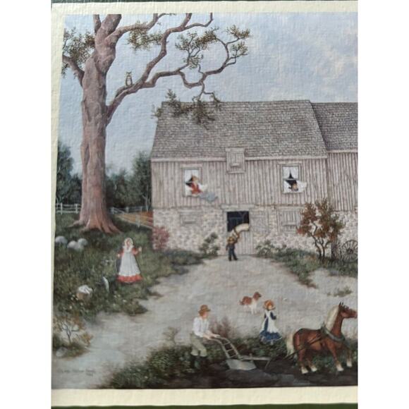 Linda Nelson Stocks Folk Art Stonewood House barn Lang Note Card 12ct + Sample - Picture 3 of 5